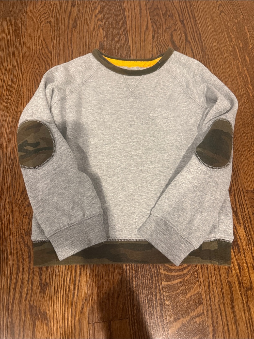 Joe's Jeans Gray Sweatshirt with Camo Elbow Patches and Trim